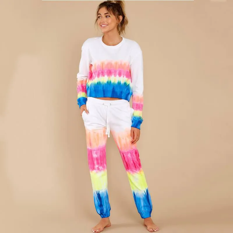 Casual Color Block Loose High Waist Long Sleeve Strap Two Pieces Set
