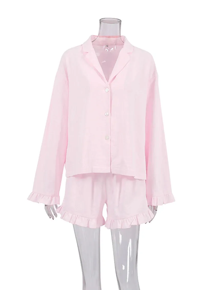 Cotton Pajama 2 Piece Set for Home Lounging