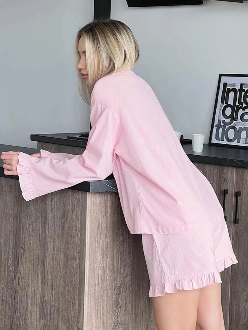 Cotton Pajama 2 Piece Set for Home Lounging