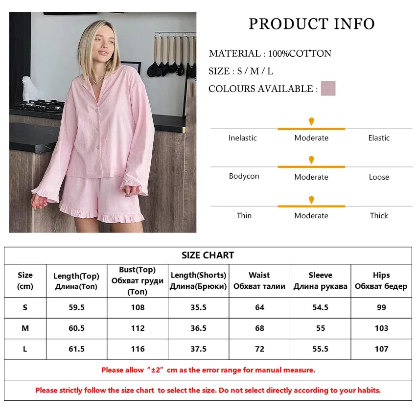 Cotton Pajama 2 Piece Set for Home Lounging