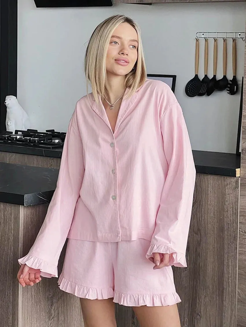 Cotton Pajama 2 Piece Set for Home Lounging