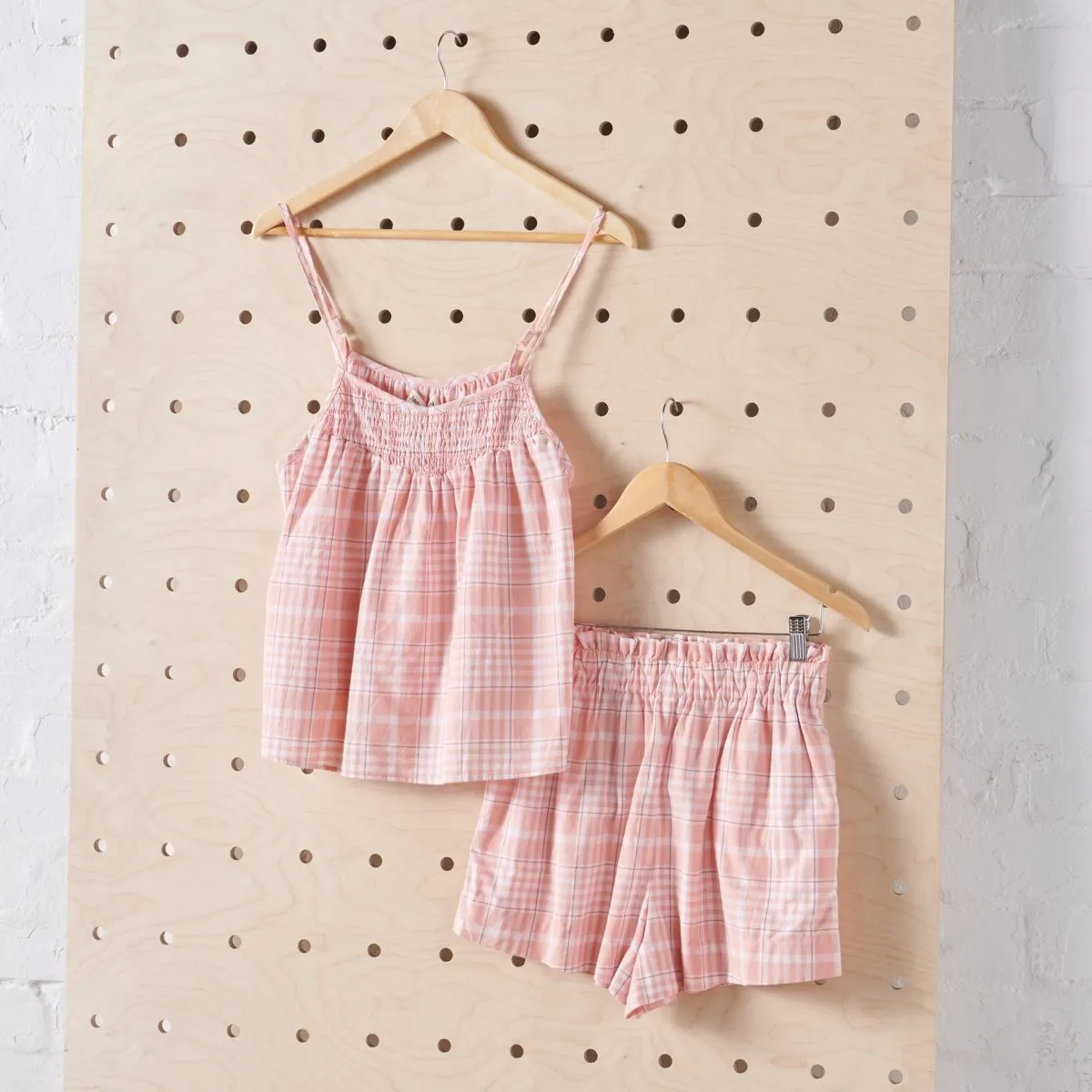 Cotton Sets in Peach Tartan