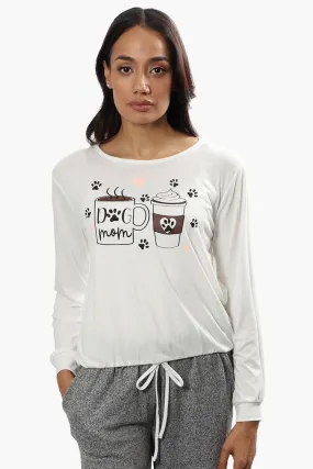 Cuddly Canuckies Dog Mom Print Pajama Top - White