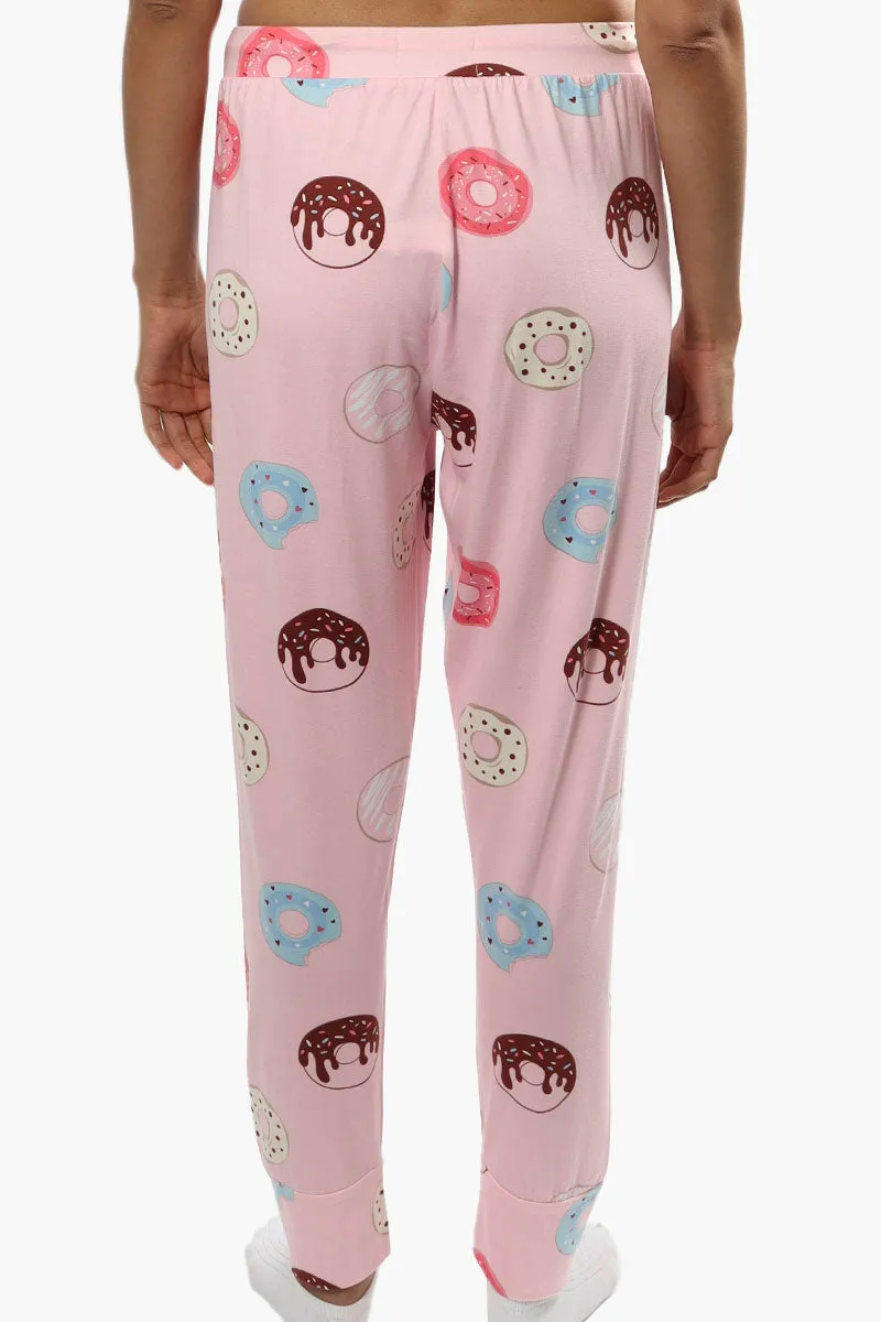 Cuddly Canuckies Donut Print Pajama Pants - Pink