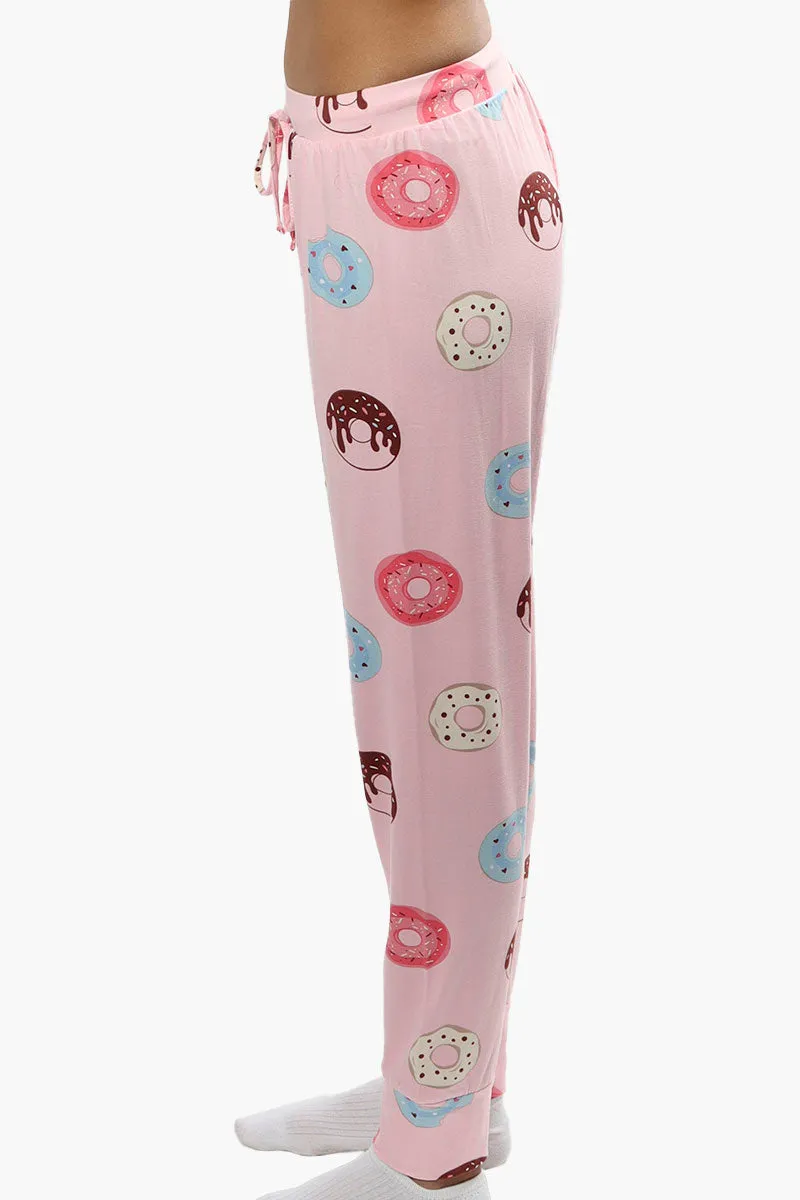 Cuddly Canuckies Donut Print Pajama Pants - Pink