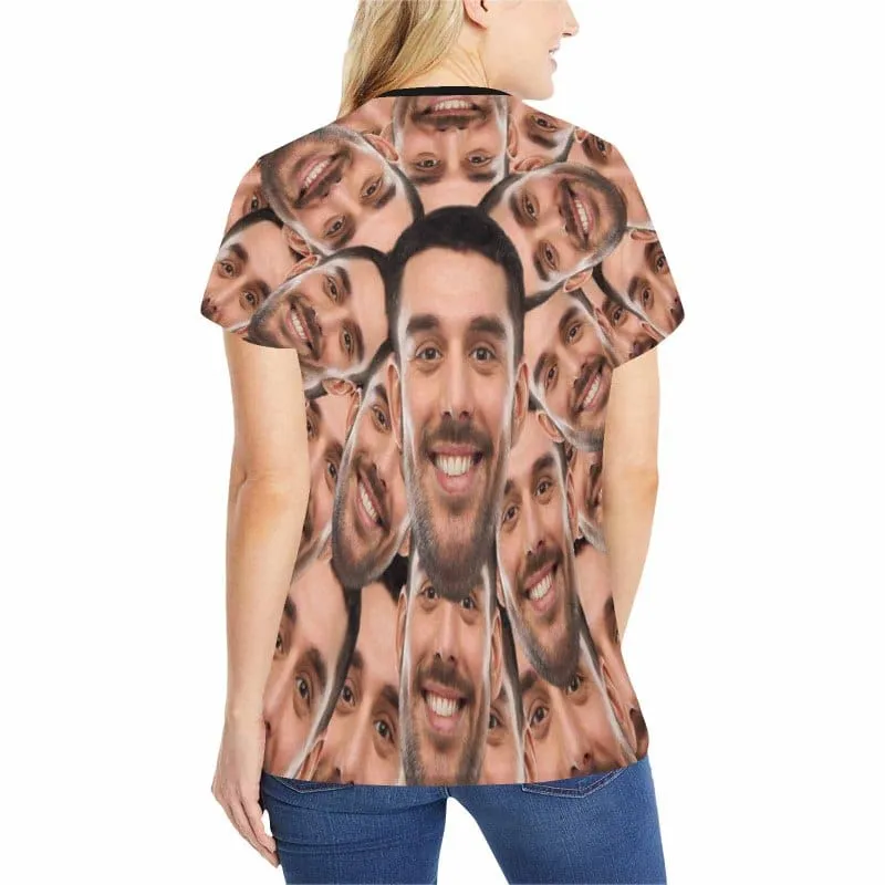 Custom Husband Face Seamless Sleepwear Personalized Photo Women's Pajama T-Shirt&Shorts&Pants Free Match