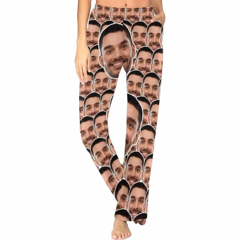 Custom Husband Face Seamless Sleepwear Personalized Photo Women's Pajama T-Shirt&Shorts&Pants Free Match