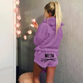 Cute Pajama Sets For Women Winter Hooded Sleepwear Flannel 2 Pcs Pyjama Suits Femme Cartoon Cat Pijama Feminino Plus Size 5XL Cute Pajama Sets For Women Winter Hooded Sleepwear Flannel 2 Pcs Pyjama Suits Femme Cartoon Cat Pijama Feminino Plus Size 5XL