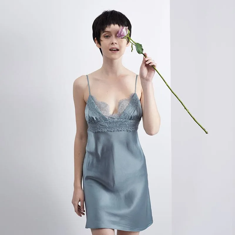 DISANGNI Silk Ladies Nightgown 100 Silk 22 Momme Silk Short Sexy Petticoat Ladies Lingerie Petite