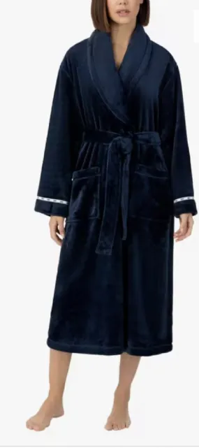 DKNY Luxury Long Navy Robe - Navy