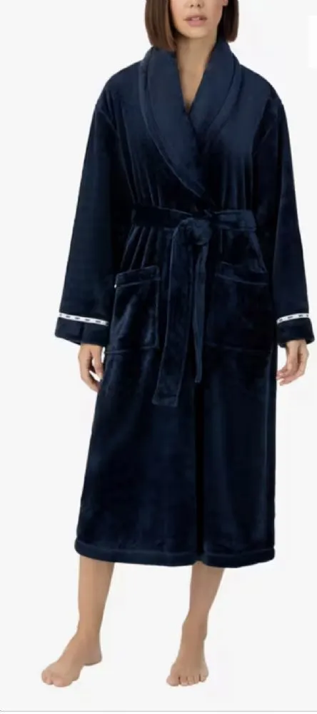 DKNY Luxury Long Navy Robe - Navy