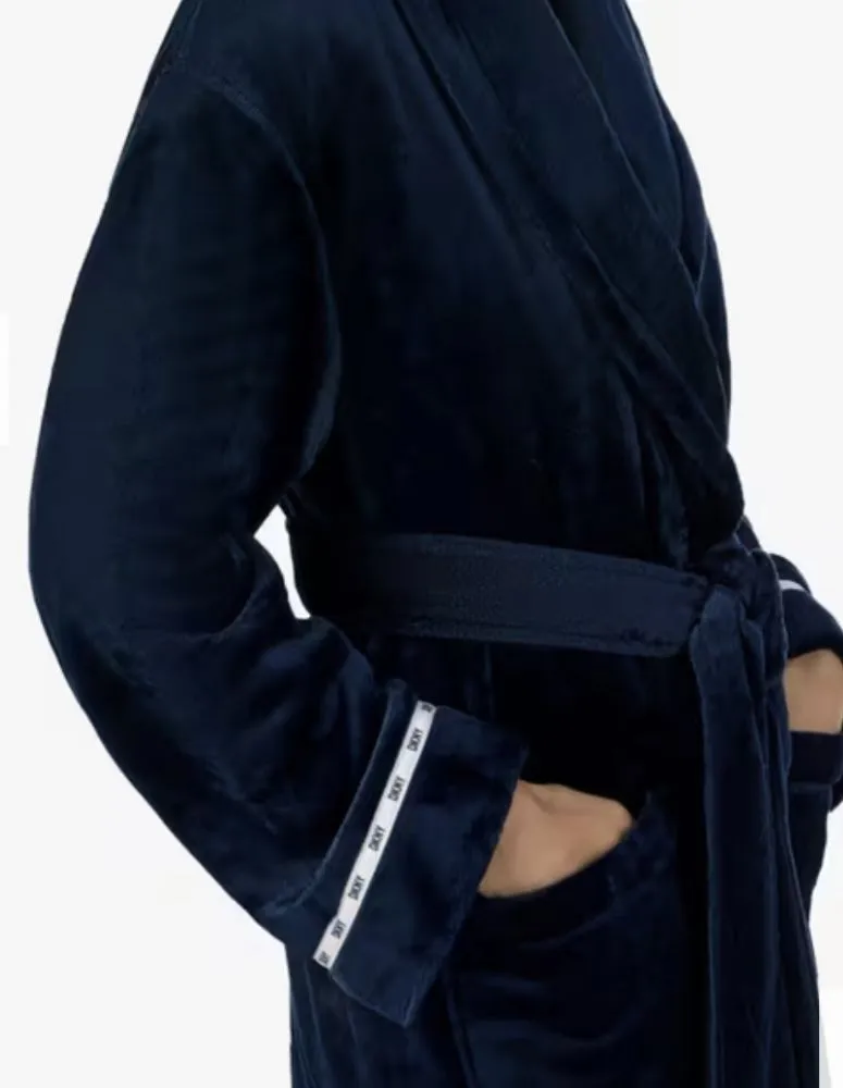 DKNY Luxury Long Navy Robe - Navy