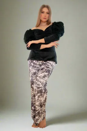 Elegant black women's winter pajamas