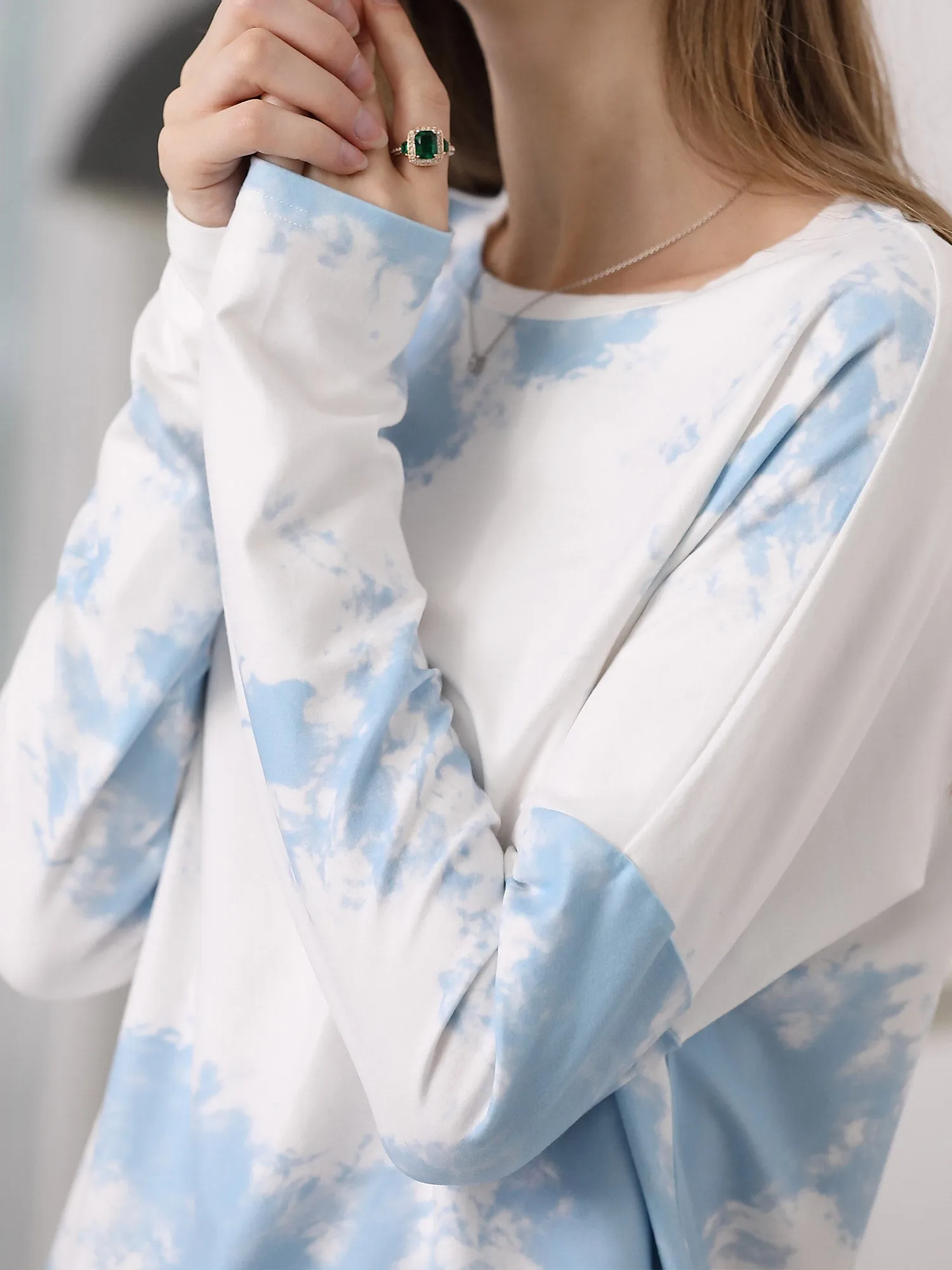 Elegant Tie-dye Pajama Sets with Long Sleeves EP01175