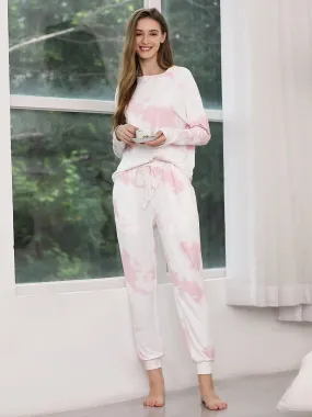 Elegant Tie-dye Pajama Sets with Long Sleeves EP01175
