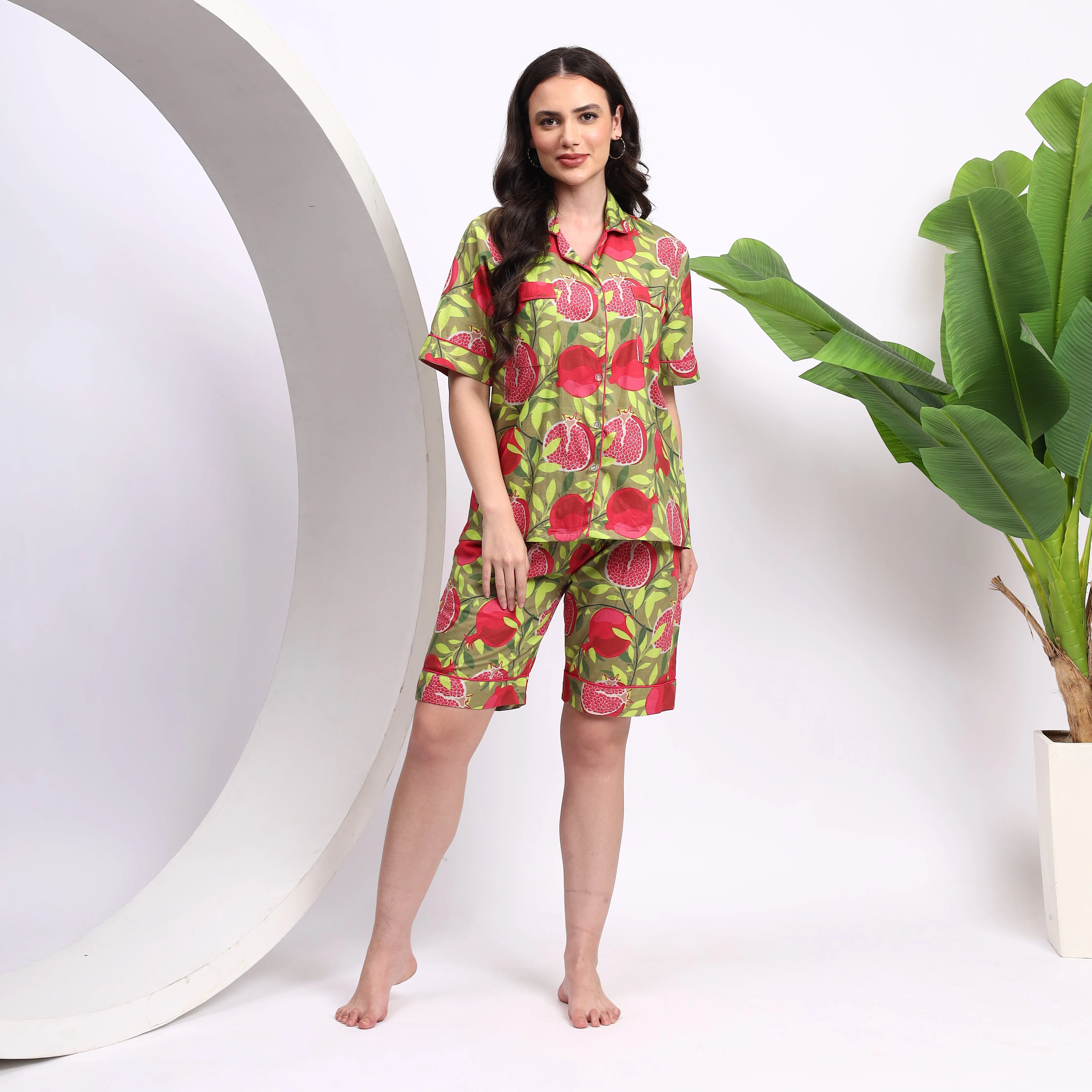Fruity Fun Cotton Loungewear - Shirt & Short Set