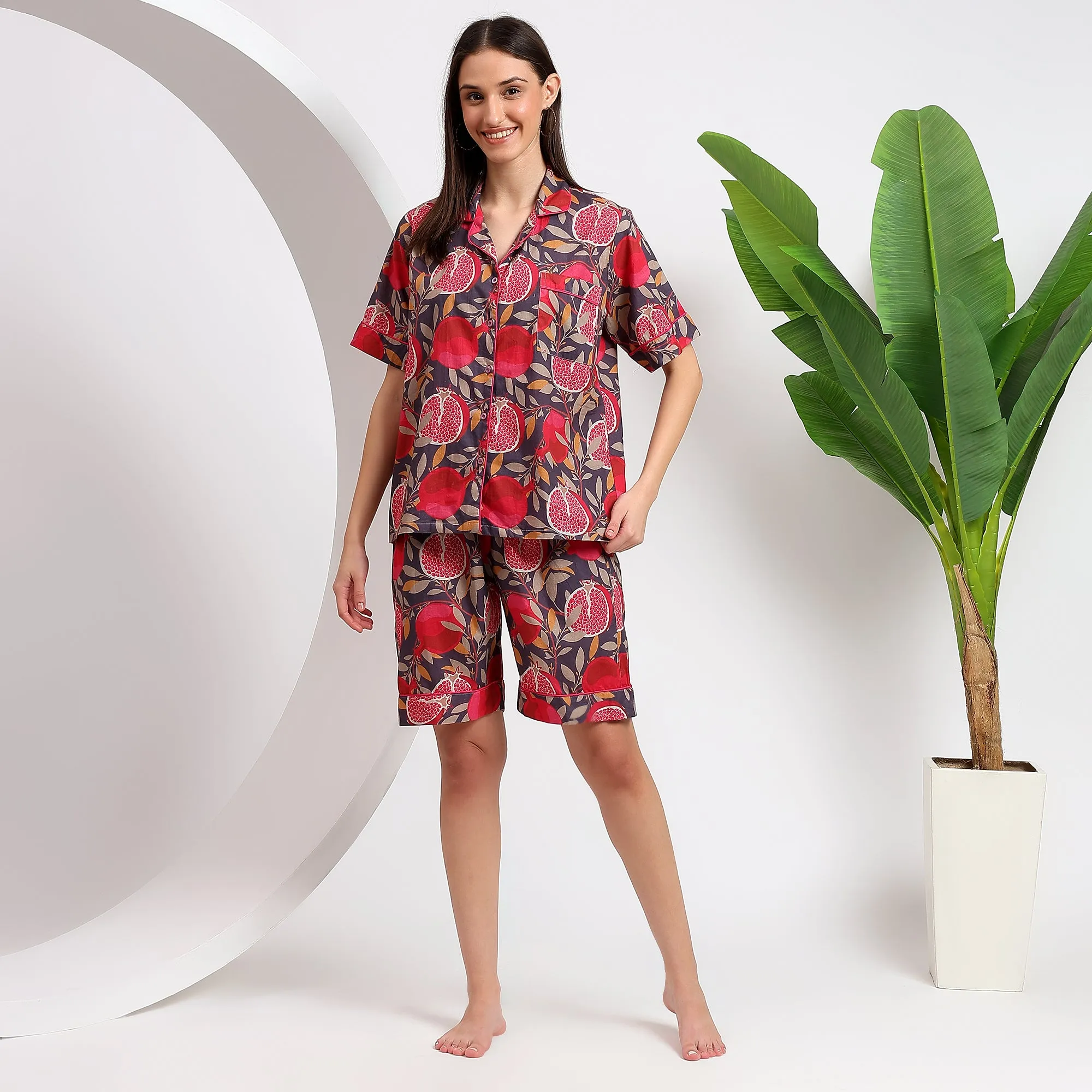 Fruity Fun Cotton Loungewear - Shirt & Short Set