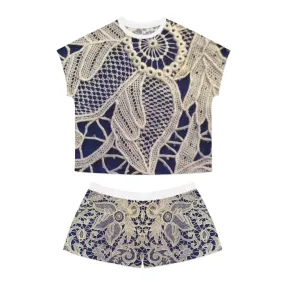 Golden and Blue - Inovax Women's Short Pajama Set 