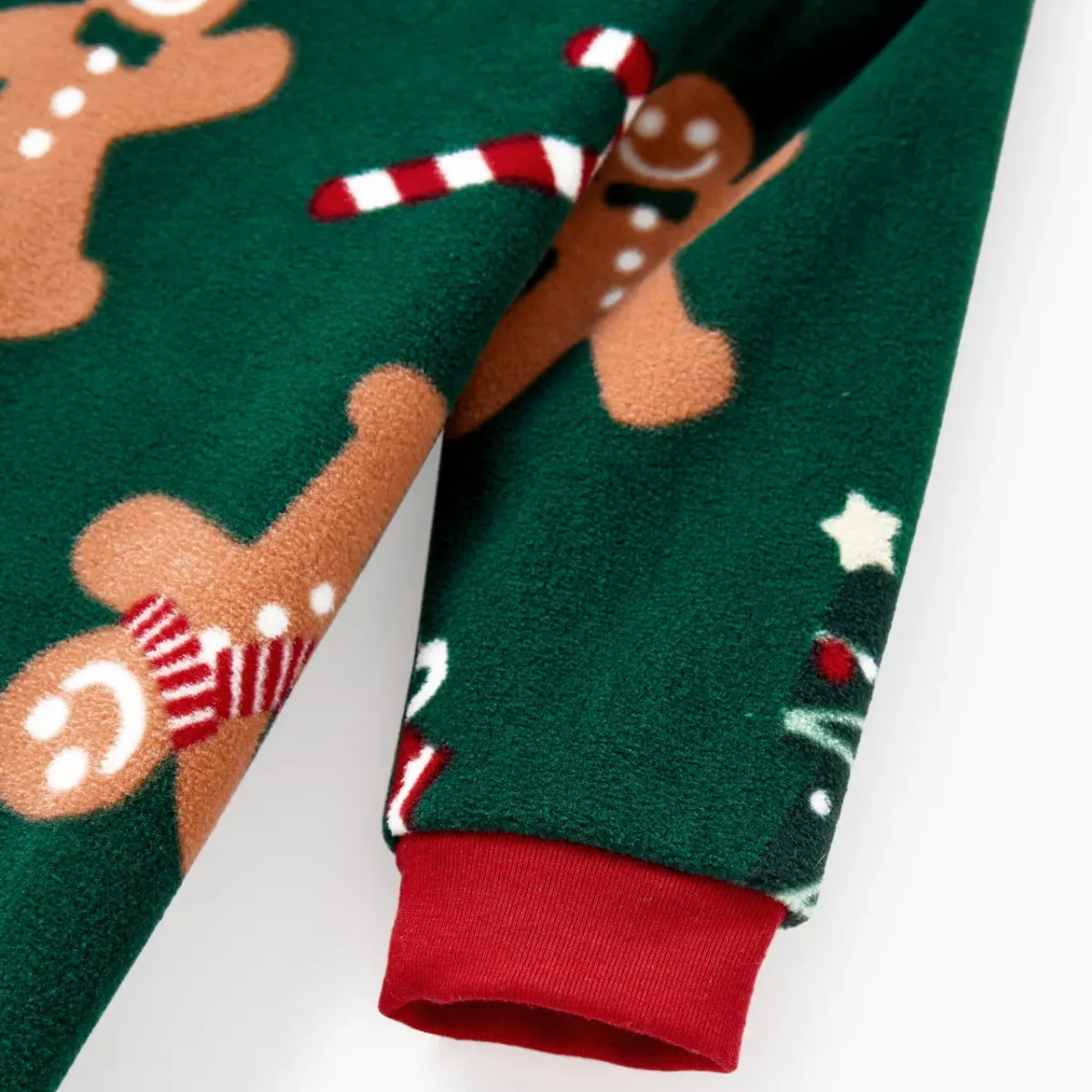 Green Christmas Pajama Allover Gingerbread Santa Tree Gifts Print Sleepwear