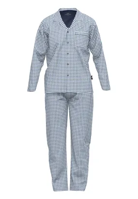 Götzburg Mens Pure Cotton Pyjama Set - Blue Check