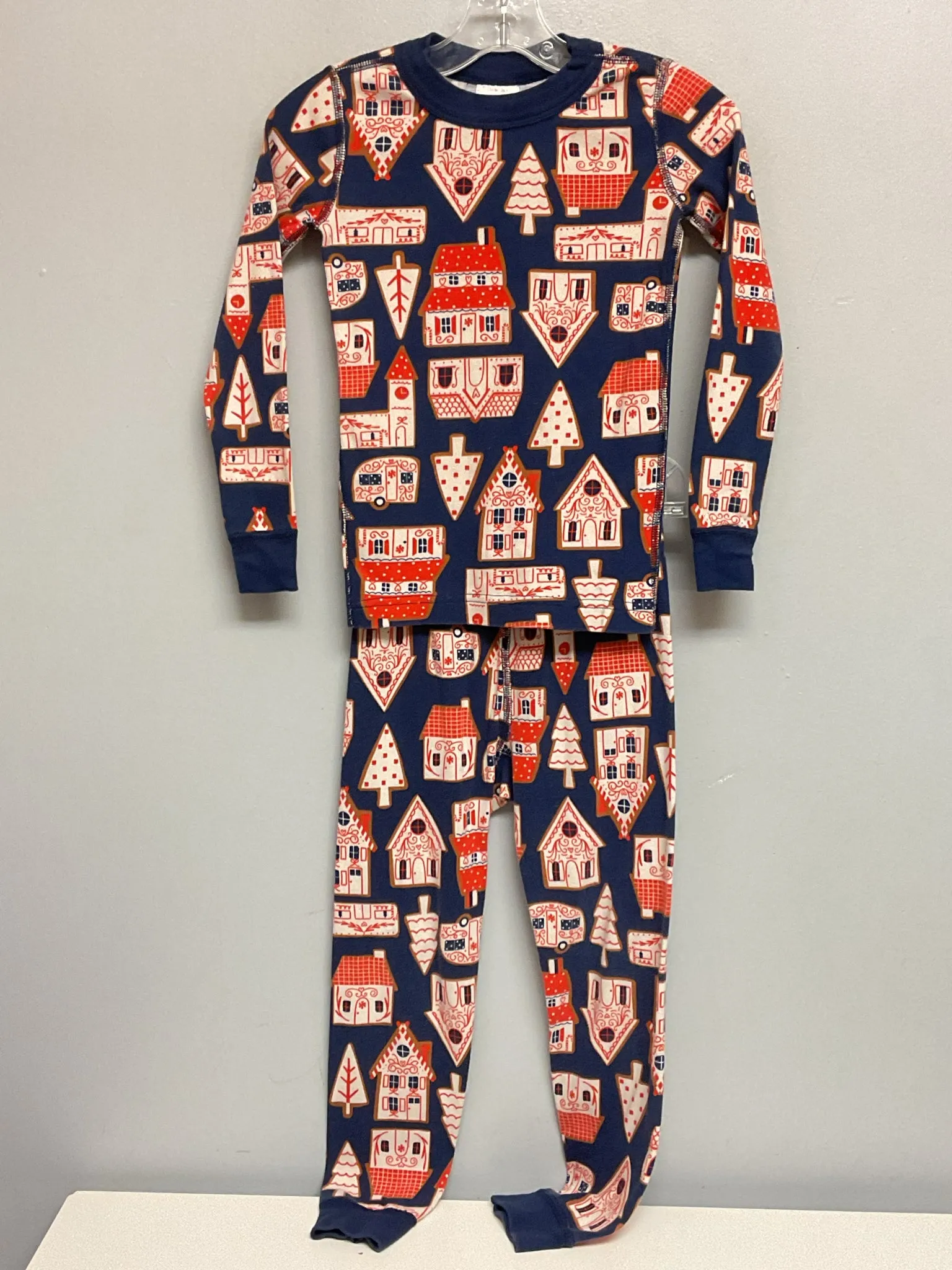 Hanna Andersson Size 5 Blue & Red Houses Cotton Girls Pajamas