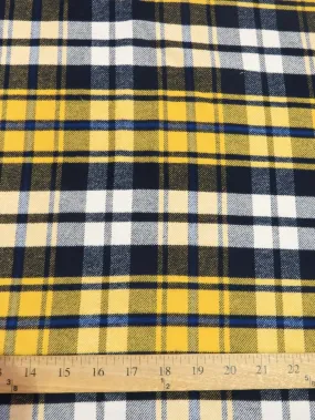 Heavy Tartan Plaid Uniform Apparel Flannel Fabric / Yellow/Navy/White / Sold By The Yard