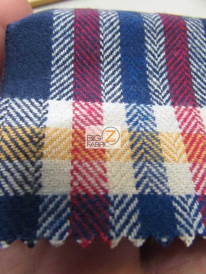 Heavy Tartan Plaid Uniform Apparel Flannel Fabric / Yellow/Navy/White / Sold By The Yard