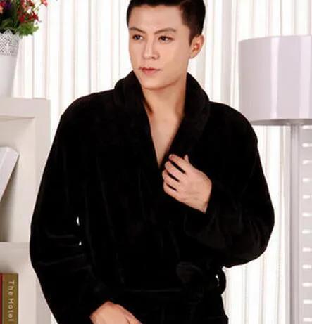 High Quality 6 Colors Winter Autumn Flannel Men Bath Robes with Belt Gentlemen Homewear Long Nightgown Sleepwear Lounges Pajamas