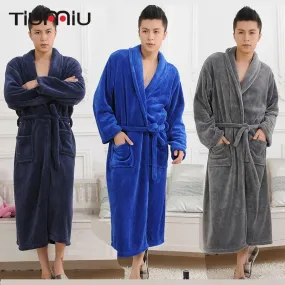 High Quality 6 Colors Winter Autumn Flannel Men Bath Robes with Belt Gentlemen Homewear Long Nightgown Sleepwear Lounges Pajamas High Quality 6 Colors Winter Autumn Flannel Men Bath Robes with Belt Gentlemen Homewear Long Nightgown Sleepwear Lounges Pajamas