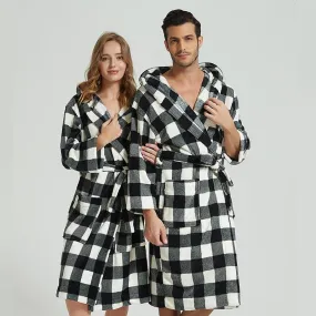 Hooded robe flannel lovers nightgown men women bathrobes coral fleece thick long-sleeved pajamas home service bathrobe Hooded robe flannel lovers nightgown men women bathrobes coral fleece thick long-sleeved pajamas home service bathrobe