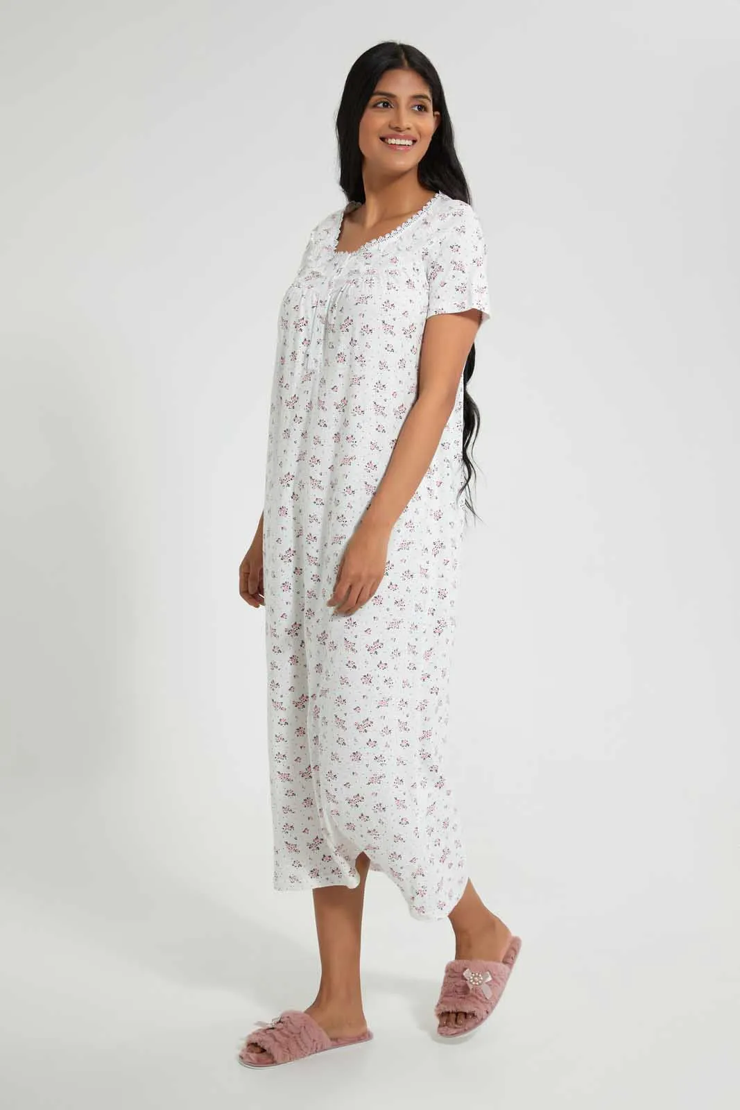 Ivory Floral Nightgown