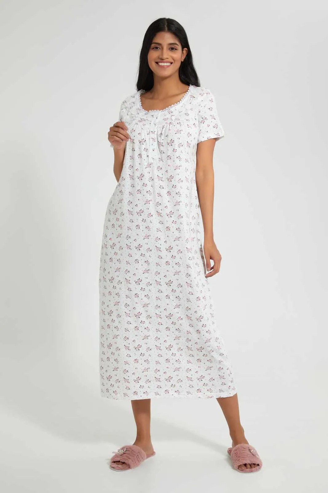 Ivory Floral Nightgown