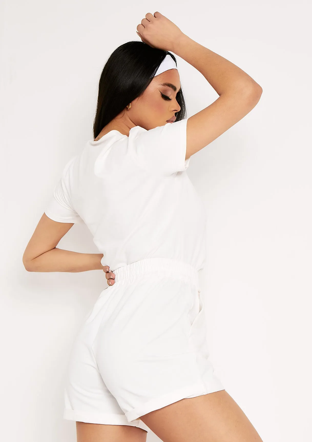 Kaylie White Top And Shorts Loungewear Co-Ord Set