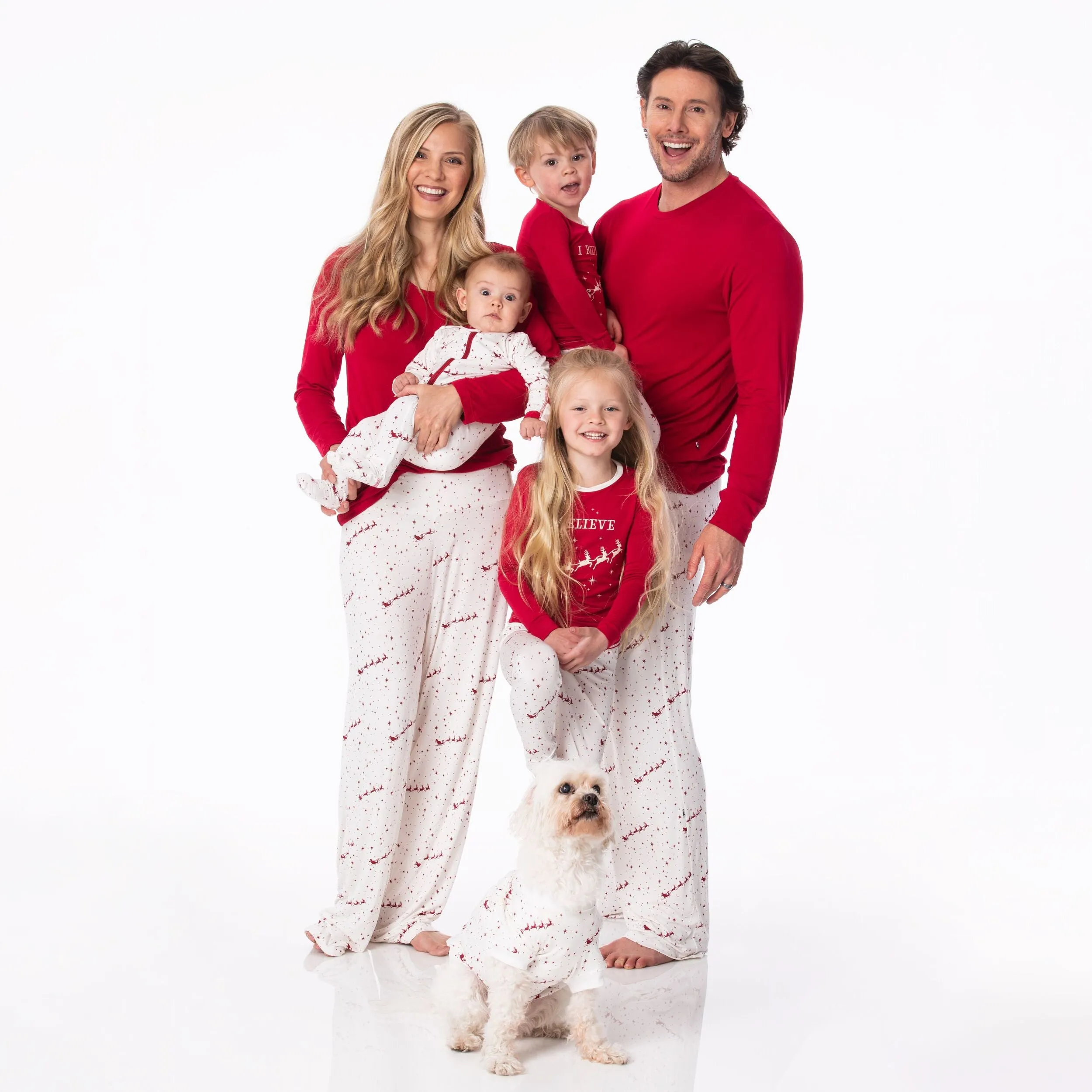 Kickee Pants Women's Long Sleeve Loosey Goosey Tee & Pajama Pants Set - Natural Flying Santa
