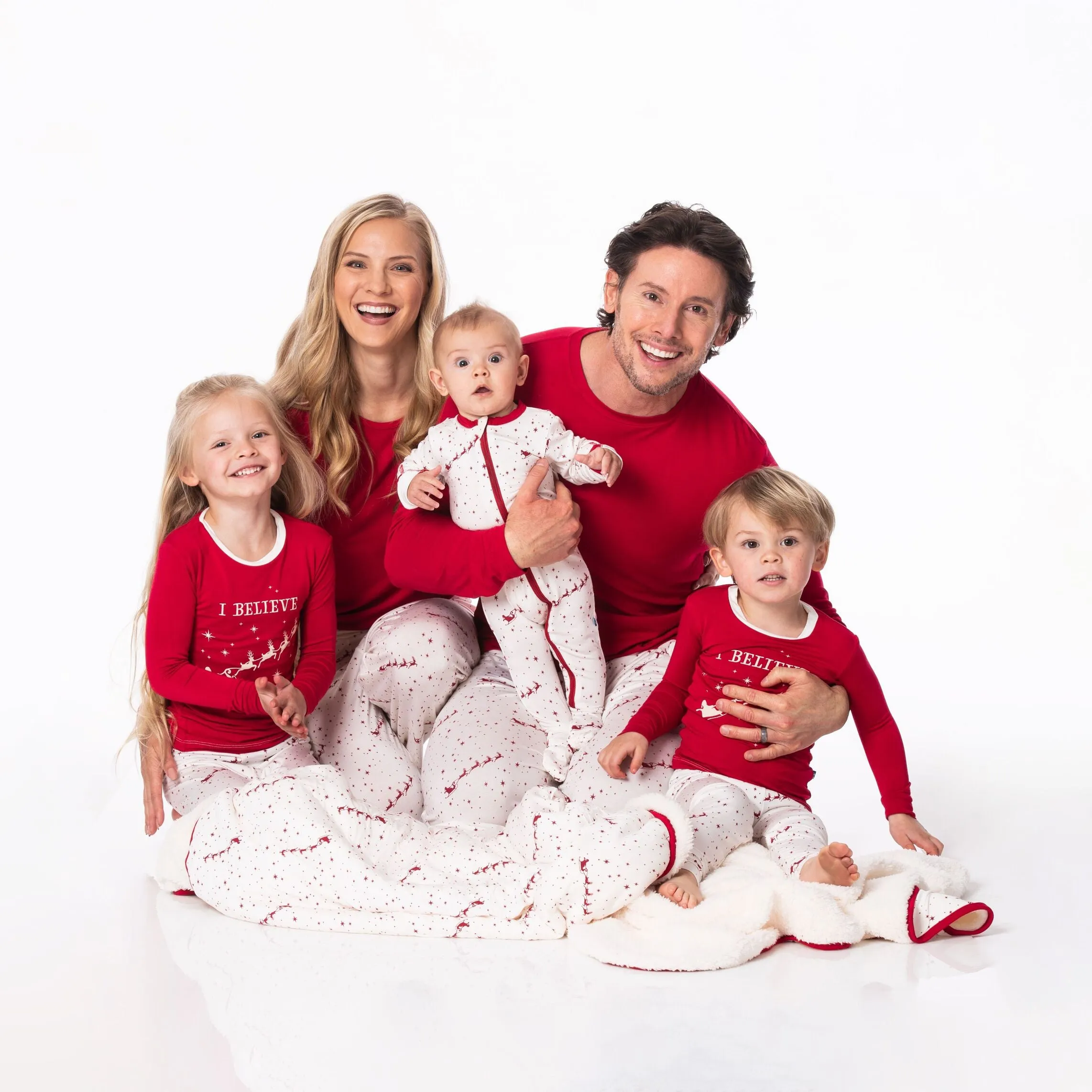 Kickee Pants Women's Long Sleeve Loosey Goosey Tee & Pajama Pants Set - Natural Flying Santa