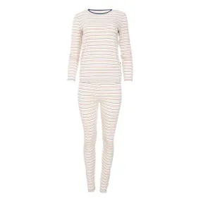 Kickee Pants Women's Print Long Sleeve Fitted Pajama Set - Everyday Heroes Multi Stripe Everyday Heroes