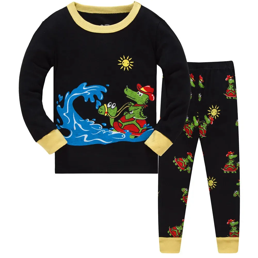 Kids Boys Cartoon Print Long Sleeve Cotton Sleepwear