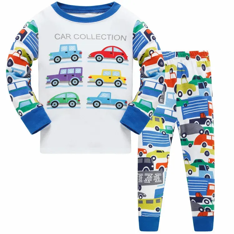 Kids Boys Cartoon Print Long Sleeve Cotton Sleepwear