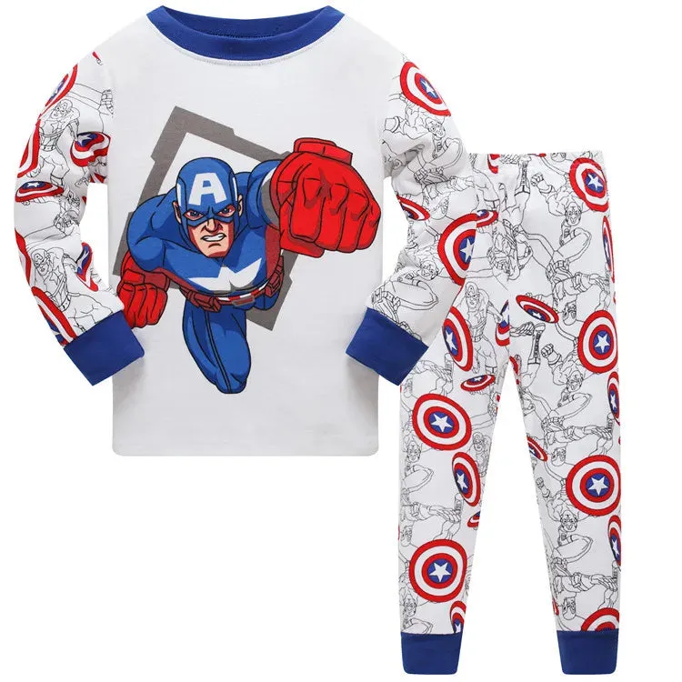 Kids Boys Cartoon Print Long Sleeve Cotton Sleepwear