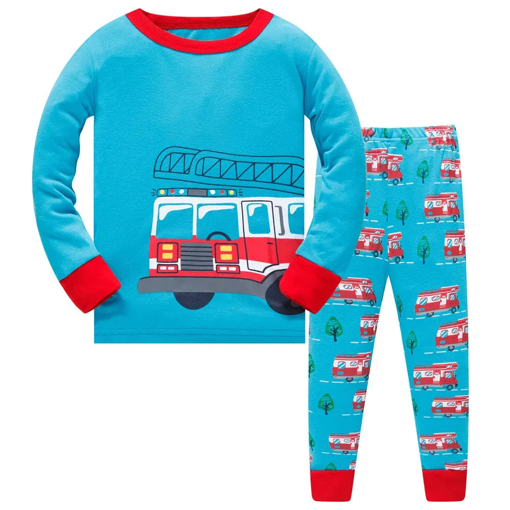 Kids Boys Cartoon Print Long Sleeve Cotton Sleepwear
