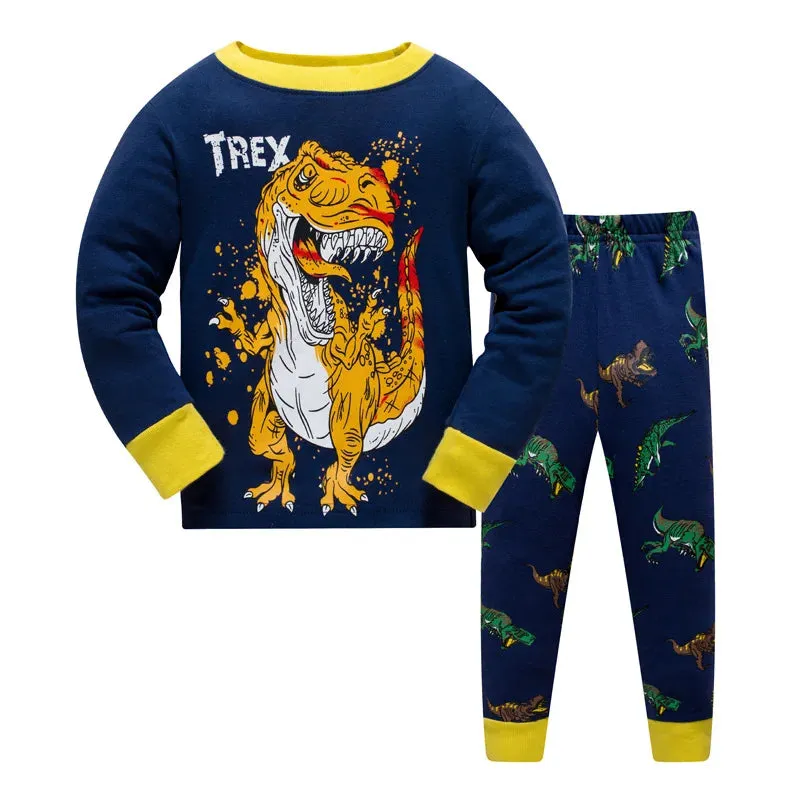 Kids Boys Cartoon Print Long Sleeve Cotton Sleepwear