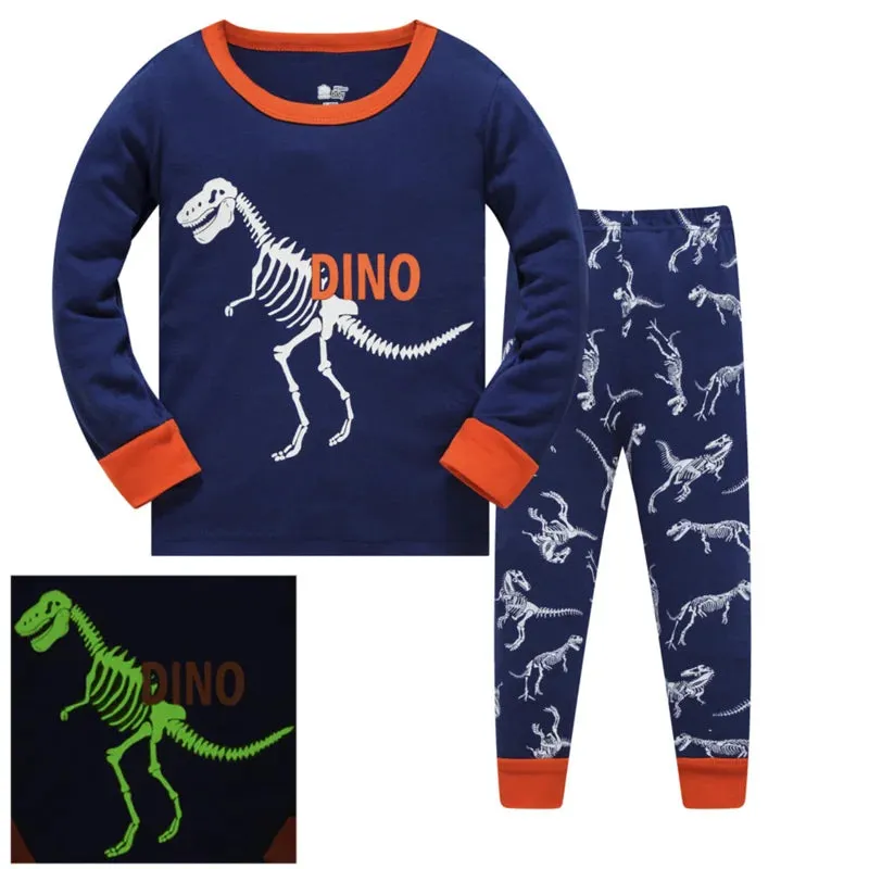 Kids Boys Cartoon Print Long Sleeve Cotton Sleepwear
