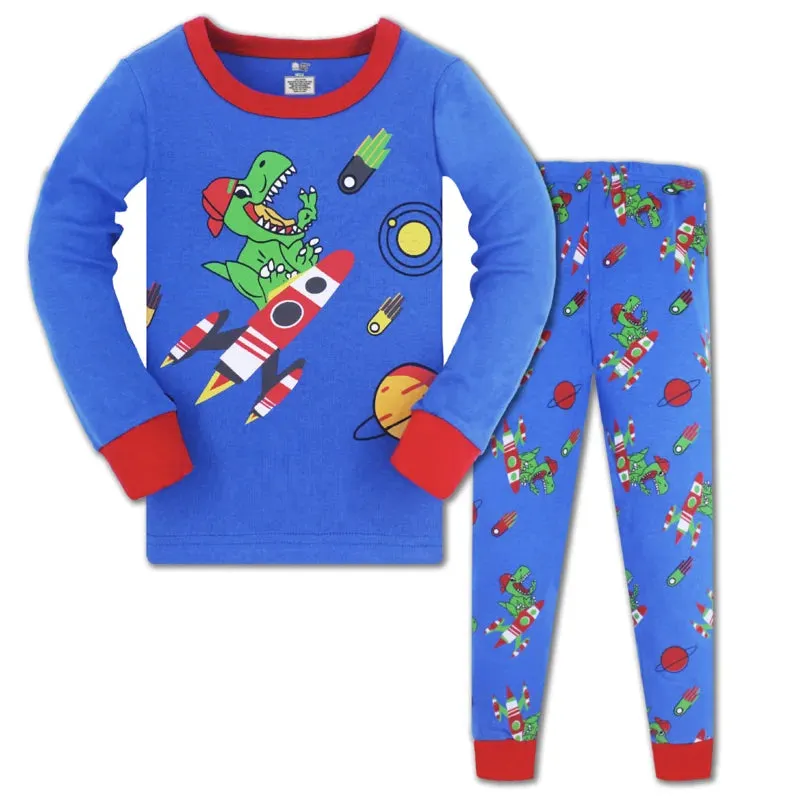 Kids Boys Cartoon Print Long Sleeve Cotton Sleepwear