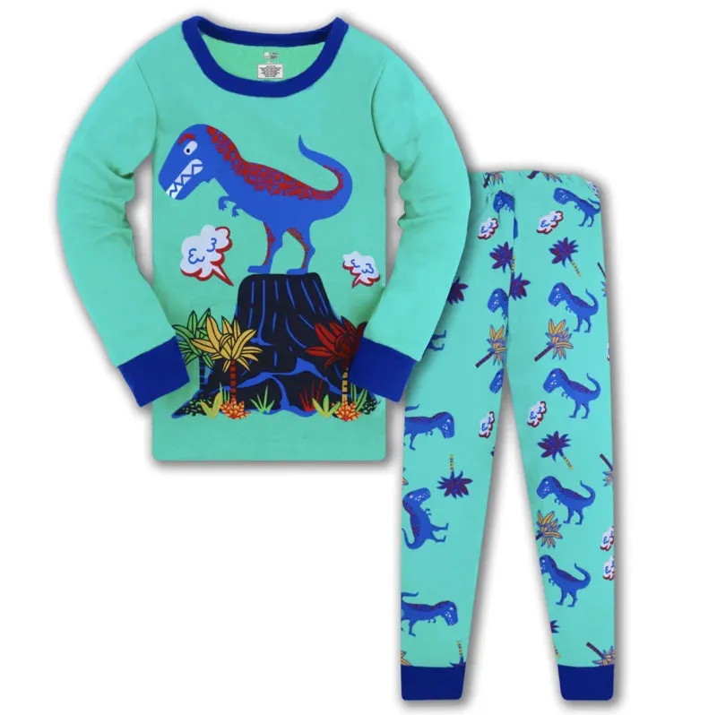 Kids Boys Cartoon Print Long Sleeve Cotton Sleepwear