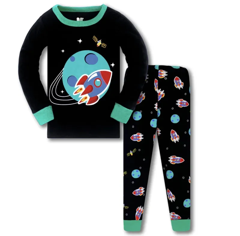 Kids Boys Cartoon Print Long Sleeve Cotton Sleepwear