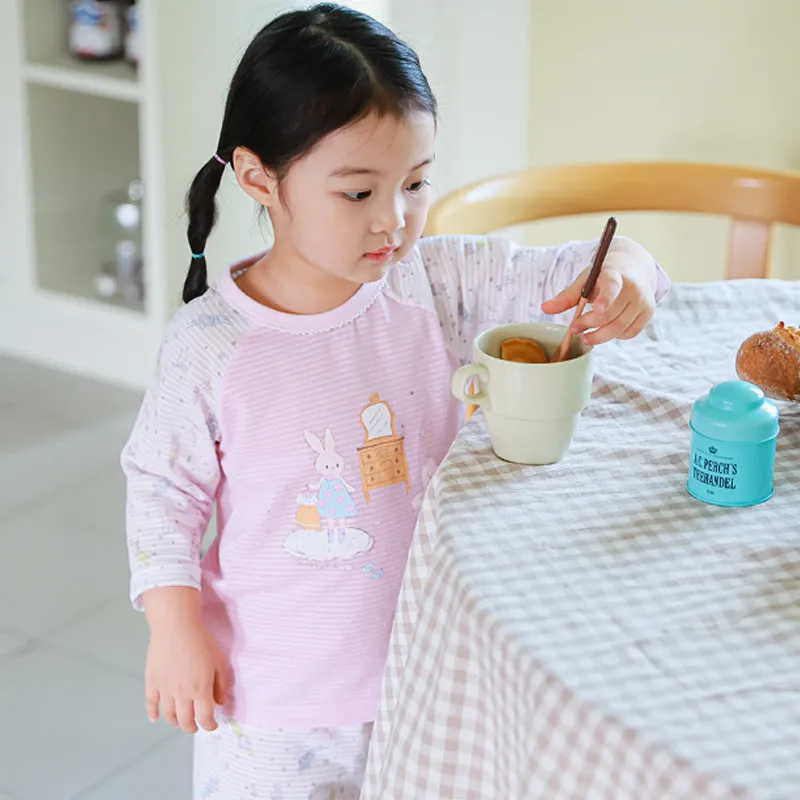 Kids Summer Short Shirt Cotton Cool Mesh Pajamas Set - Star Bunny