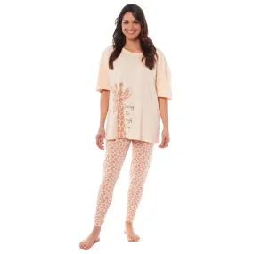 Ladies Oversized Cotton T-Shirt and Leggings PJ Set Animal Prints Loungewear Sleepwear Comfortable Stylish Pyjama for Cozy Nights by Daisy Dreamer