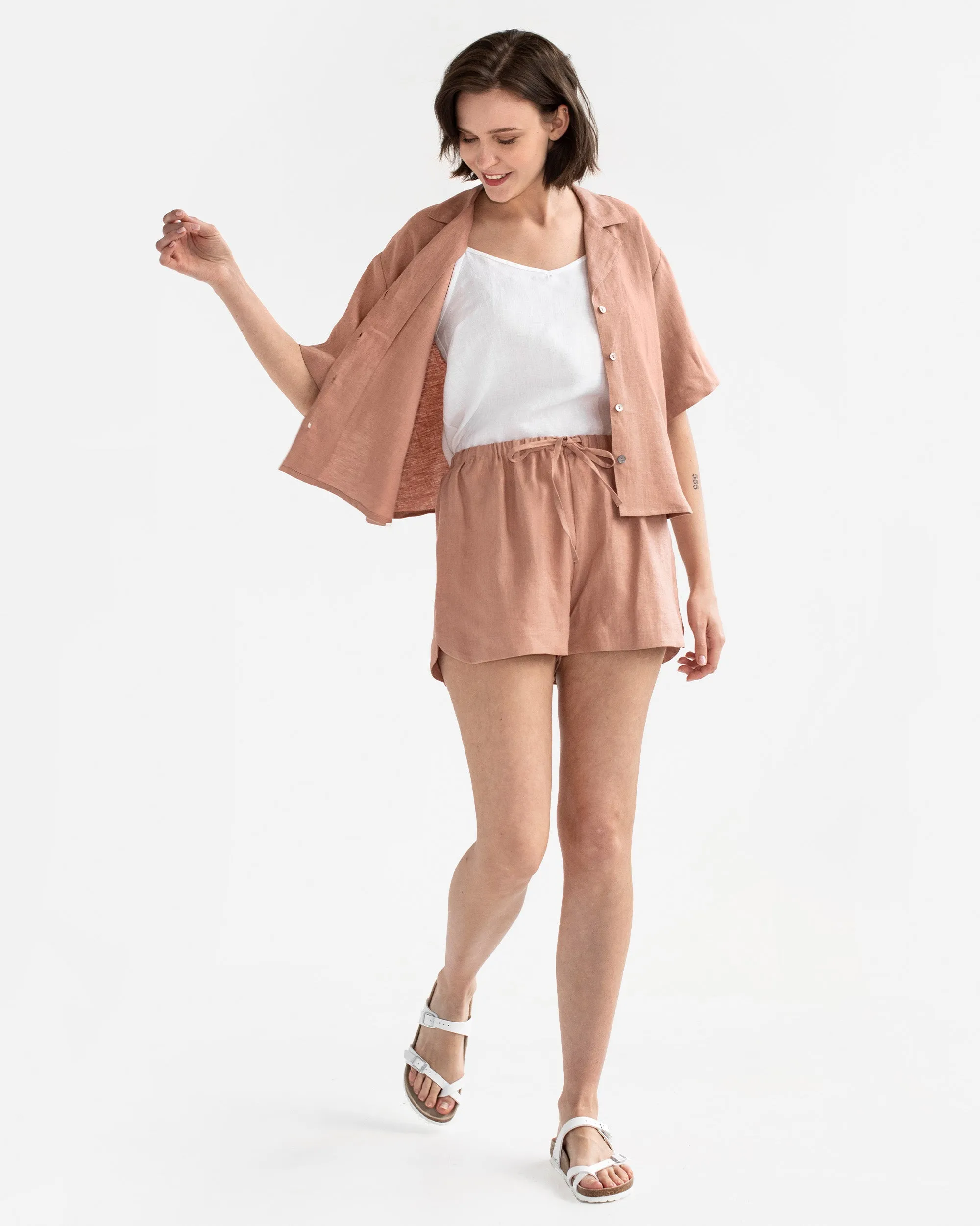 Linen lounge set PARGA in Ash rose