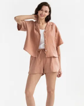 Linen lounge set PARGA in Ash rose