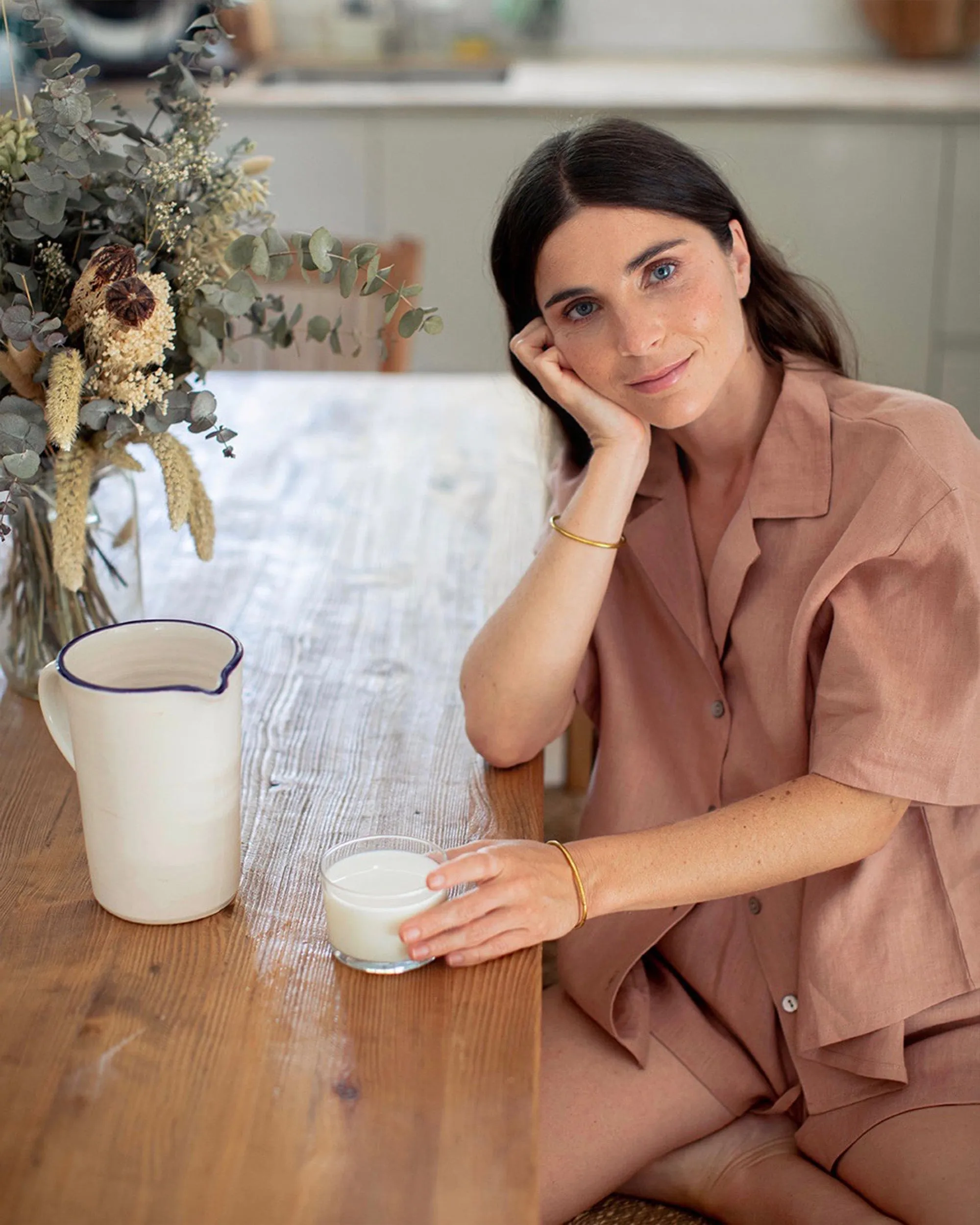 Linen lounge set PARGA in Ash rose